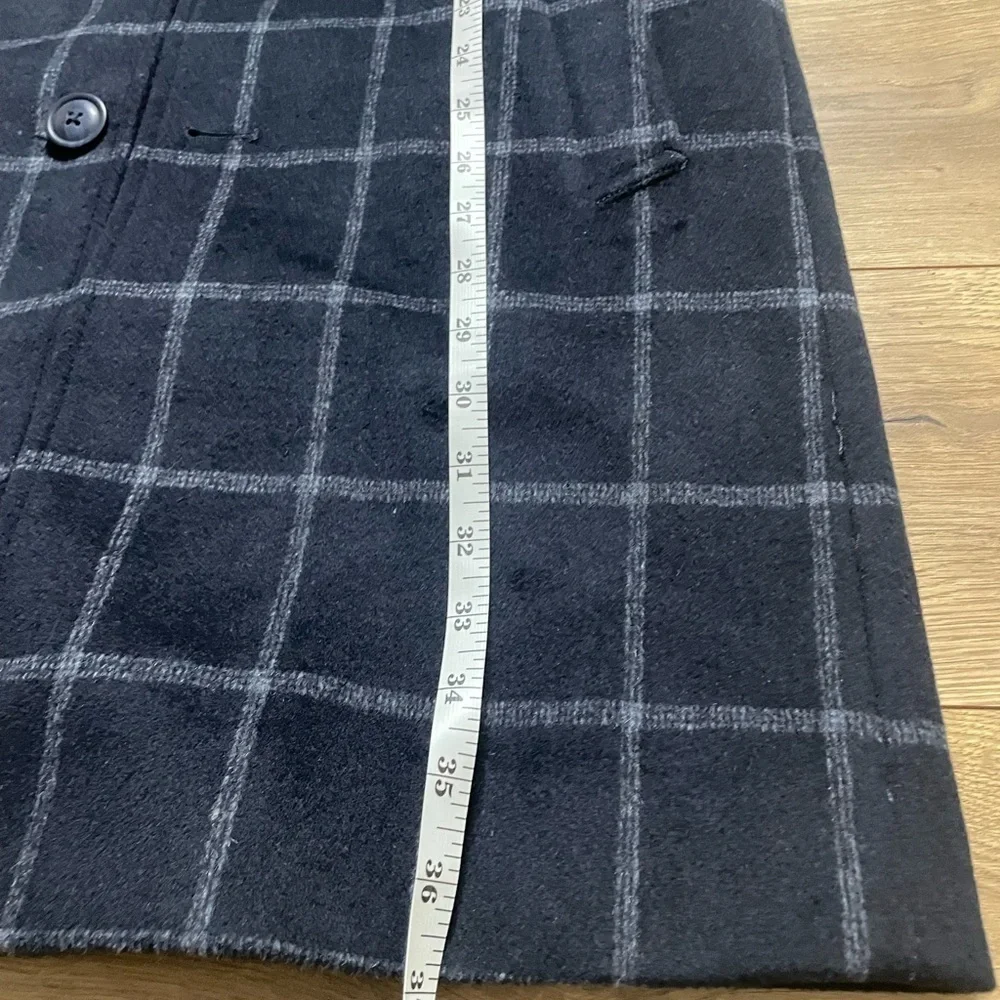 Express Men's Wool Blend Dark Blue Plaid TopCoat size Small